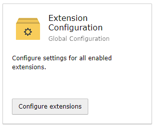 Screenshot von Extension Configuration im Install Tool